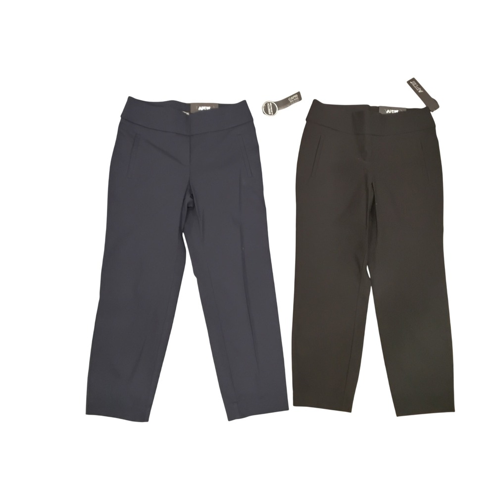 Apt 9 Womens Capri Pants Lot 2 Mid Rise Stretch Navy Black Pull On Trousers 4